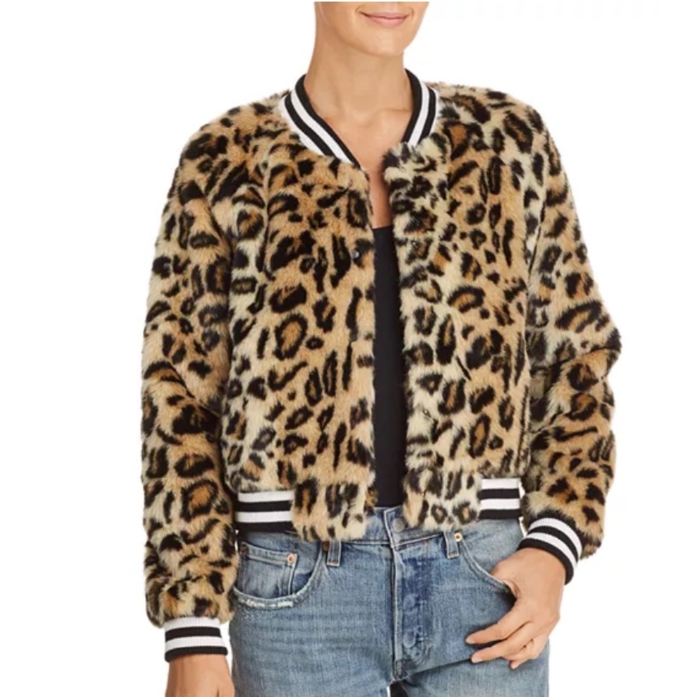 Jack by BB Dakota Clever Girl Leopard Print Faux Fur Bomber Jacket